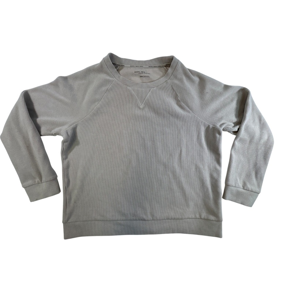 Marc‎ New York Andrew Marc Mens Medium Tan Ribbed Crew Neck Raglan Sweatshirt